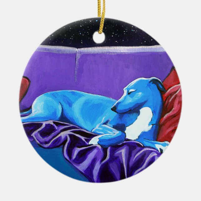 Ornamento De Cerâmica 'Lurcher Starlit (Frente)
