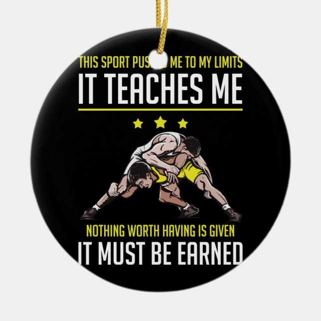 Ornamento De Cerâmica Luta Me Empurra Aos Meus Limites E Me Ensina (Frente)