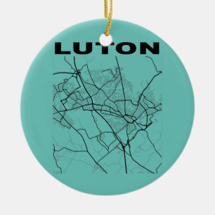 Ornamento De Cerâmica Luton City Street Map Reino Unido Souvenir