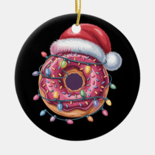 Ornamento De Cerâmica Luvas de Natal para Amantes de Donut Chapéu de Pap