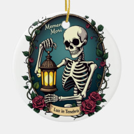 Ornamento De Cerâmica Lux in Tenebris Skeleton Lantern Ornament