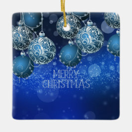 Ornamento De Cerâmica Luxury Blue & Silver Christmas Bauble