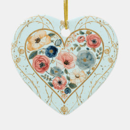Ornamento De Cerâmica Luxury, Valentine's Day, Flowers of My Heart