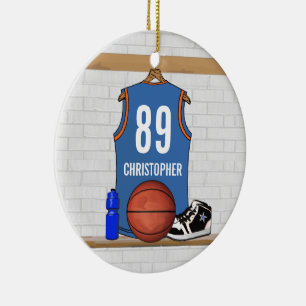 Ornamento De Cerâmica Luz personalizada - jérsei alaranjado azul do