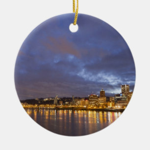 Ornamento De Cerâmica Luzes da cidade refletidas no rio Willamette