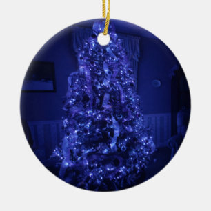 Ornamento De Cerâmica Luzes de Árvore de Natal Azul