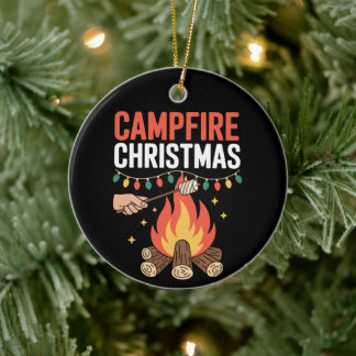 Ornamento De Cerâmica Luzes de Fogo para Tostar Marshmallow no Natal na