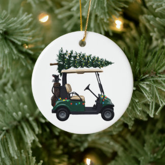 Ornamento De Cerâmica Luzes de Natal de Carrinho de Golfe Árvore de Nata