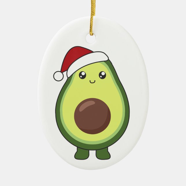 Ornamento De Cerâmica Luzes de Natal do Avocado Engraçadas Frio Adulto (Frente)
