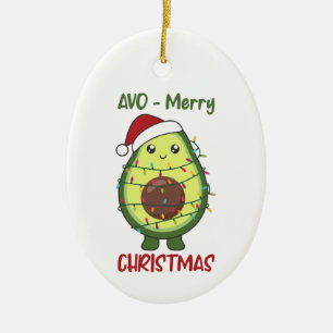 Ornamento De Cerâmica Luzes de Natal do Avocado Engraçadas Frio Adulto