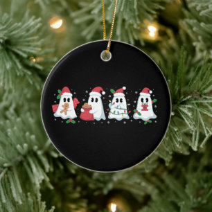 Ornamento De Cerâmica Luzes de Natal Fantasma Bonito Natal Boo