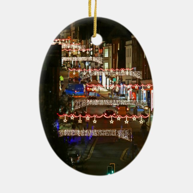 Ornamento De Cerâmica Luzes de Natal Guildford (Verso)