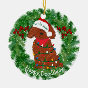 Ornamento De Cerâmica Luzes de Natal personalizadas - Dólar Vermelho
