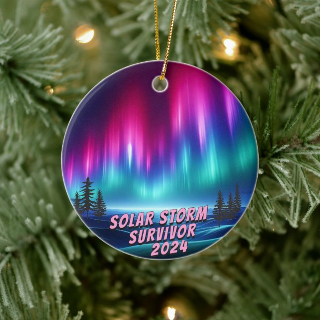 Ornamento De Cerâmica Luzes de Norte de Survivor de Tempestade Solar 202 (Árvore)