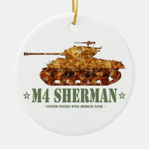 Ornamento De Cerâmica M4 Sherman Segunda Guerra Mundial, 2.ª Estação Ame