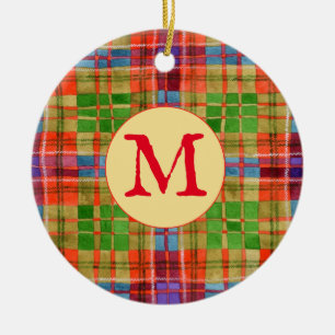 Ornamento De Cerâmica MAC RAE TARTAN Cerâmica Ornamento do Círculo + Ini