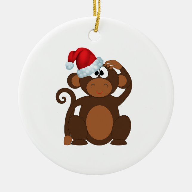 Ornamento De Cerâmica Macaco Cartoon (Frente)