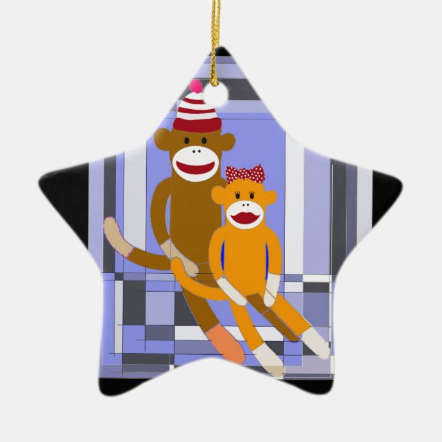 Ornamento De Cerâmica Macaco do Sr. e da Sra. Peúga (Frente)