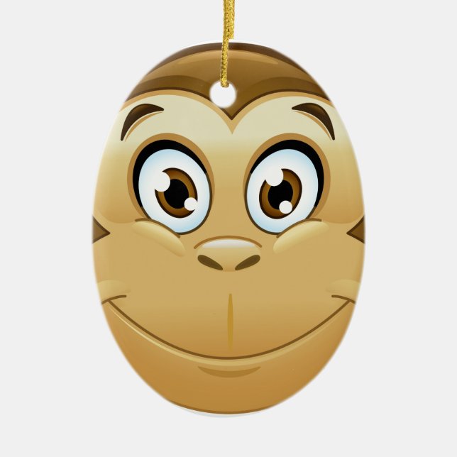Ornamento De Cerâmica macaco emoji (Frente)