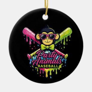 Ornamento De Cerâmica Macaco engraçado de beisebol de animais de festa d
