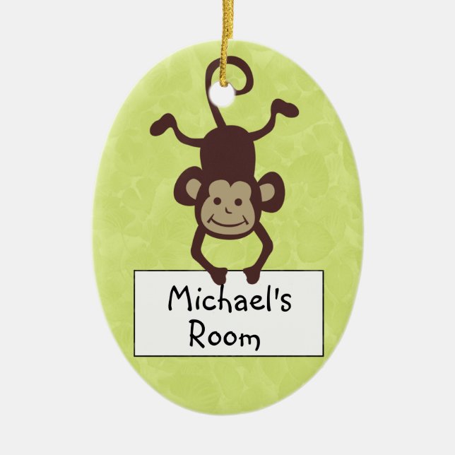 Ornamento De Cerâmica Macaco engraçado gancho de porta personalizado (Frente)