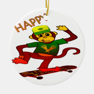 Ornamento De Cerâmica macaco feliz