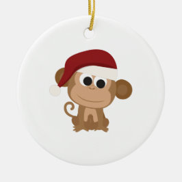 Ornamento De Cerâmica Macaco papai noel