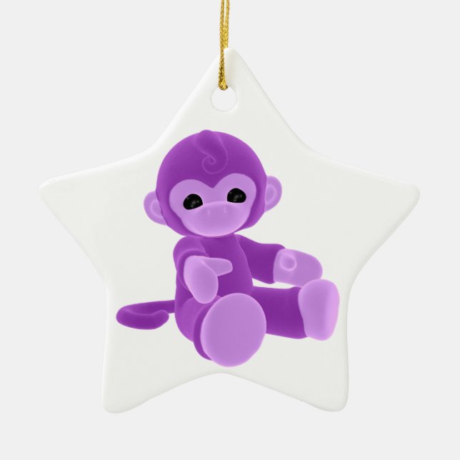Ornamento De Cerâmica Macaco roxo (Frente)