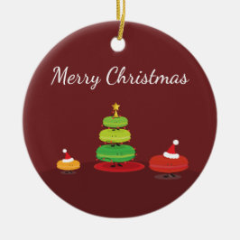 Ornamento De Cerâmica Macarons Feliz Natal