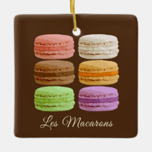 Ornamento De Cerâmica Macarons Franceses Elegantes - Sabores Associados