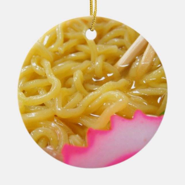 Ornamento De Cerâmica Macarronetes de Ramen (Frente)