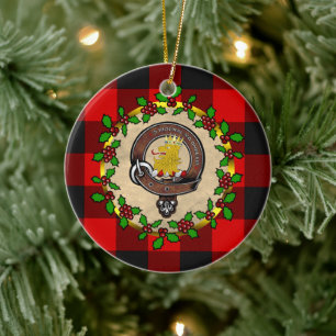Ornamento De Cerâmica MacGregor Emblema/Rob Roy Tartan Natal Personaliza