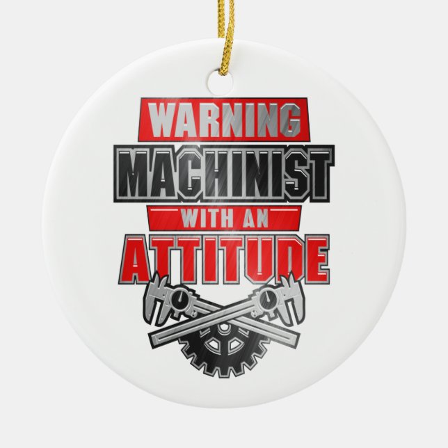 Ornamento De Cerâmica Machinista Com Engenheiro Mecânico De Atitude (Frente)