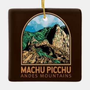 Ornamento De Cerâmica Machu Picchu Peru Vintage Emblem