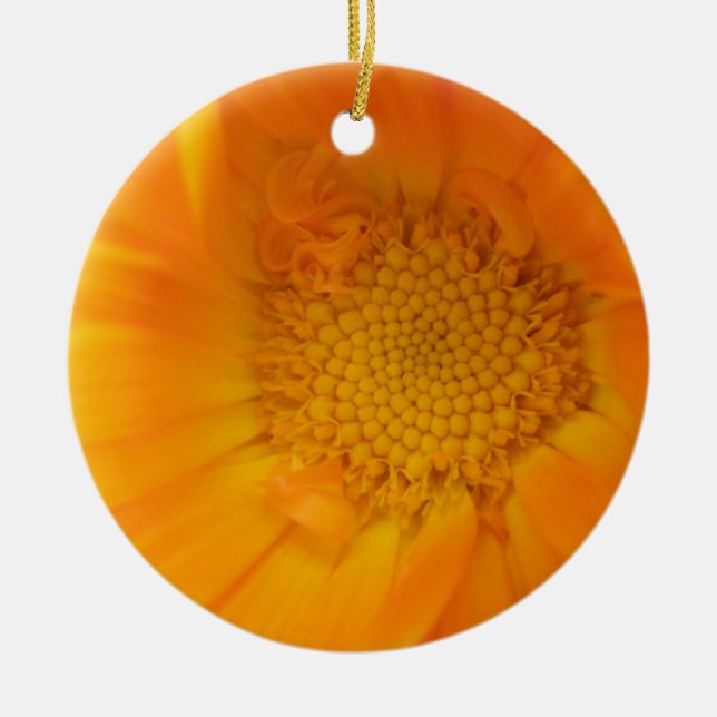 Ornamento De Cerâmica Macro de Marigold Laranja Personalizado de Anivers (Frente)