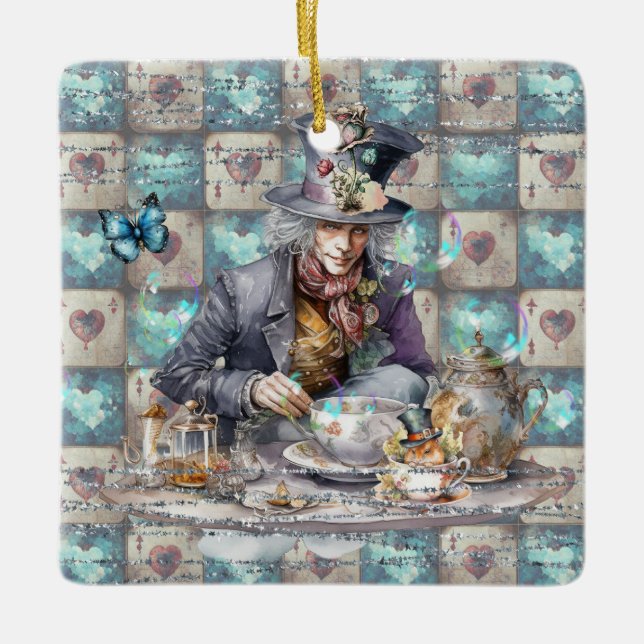 Ornamento De Cerâmica Mad Hatter (Frente)