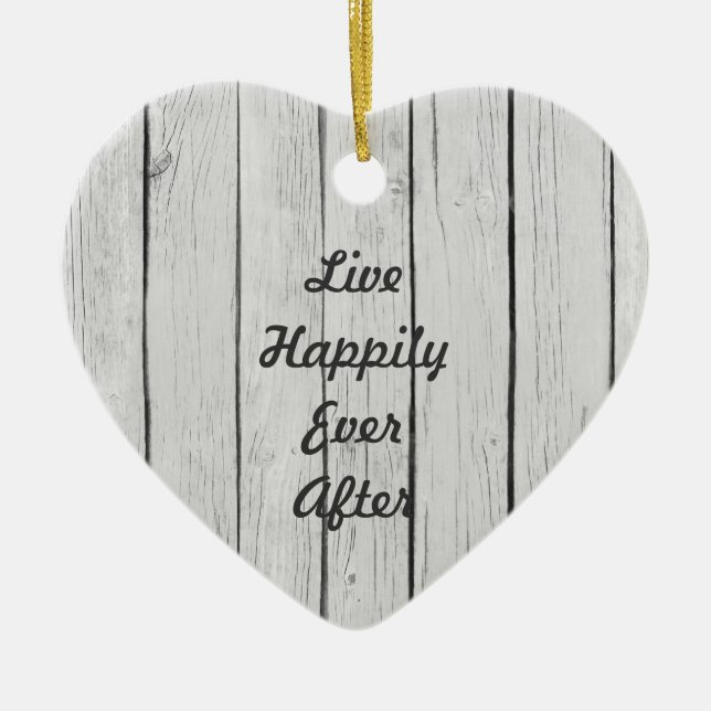 Ornamento De Cerâmica Madeira Branca Rústica Chic (Frente)