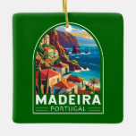 Ornamento De Cerâmica Madeira Portugal Viagem Art Vintage<br><div class="desc">Madeira retro vetor viagem. A Madeira,  região autônoma de Portugal,  é um arquipélago constituído por quatro ilhas ao largo da costa noroeste de África. É conhecida pelo nome de vinho e clima quente e subtropical.</div>
