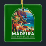 Ornamento De Cerâmica Madeira Portugal Viagem Art Vintage<br><div class="desc">Madeira retro vetor viagem. A Madeira,  região autônoma de Portugal,  é um arquipélago constituído por quatro ilhas ao largo da costa noroeste de África. É conhecida pelo nome de vinho e clima quente e subtropical.</div>