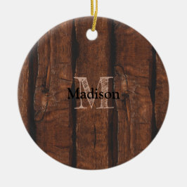 Ornamento De Cerâmica Madeira russa castanha velha monograma