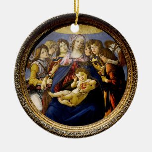 Ornamento De Cerâmica Madona da Romã Anjos Meninos de Botticelli