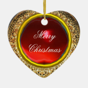 Ornamento De Cerâmica Madona do Magnificat / Ruby Gemstone Heart