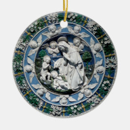 Ornamento De Cerâmica Madona em adoração à criança de Della Robbia