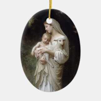 Ornamento De Cerâmica Madonna com Lamb - Bouguereau