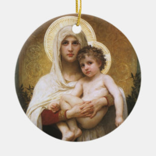 Ornamento De Cerâmica Madonna dos Rosas de Bouguereau