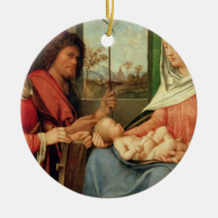 Ornamento De Cerâmica Madonna e criança com santos 2