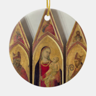 Ornamento De Cerâmica Madonna e criança com SS. Nicholas e Proculus,