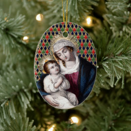 Ornamento De Cerâmica Madonna e Criança (DPT 001)