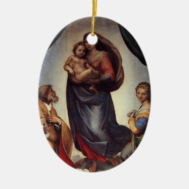 Ornamento De Cerâmica Madonna Fine Art de Raphael (Frente)
