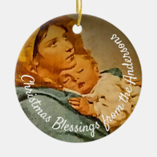 Ornamento De Cerâmica Madonna Personalizada e Criança